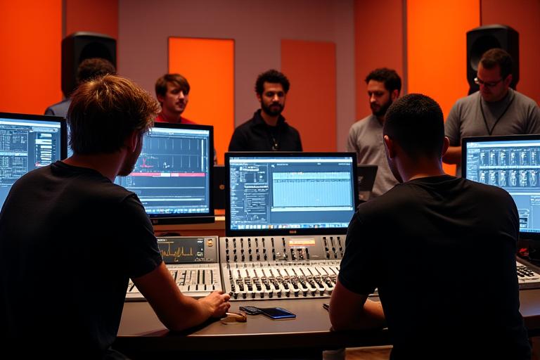 Équipe Rivage Bronze dans le studio d'enregistrement